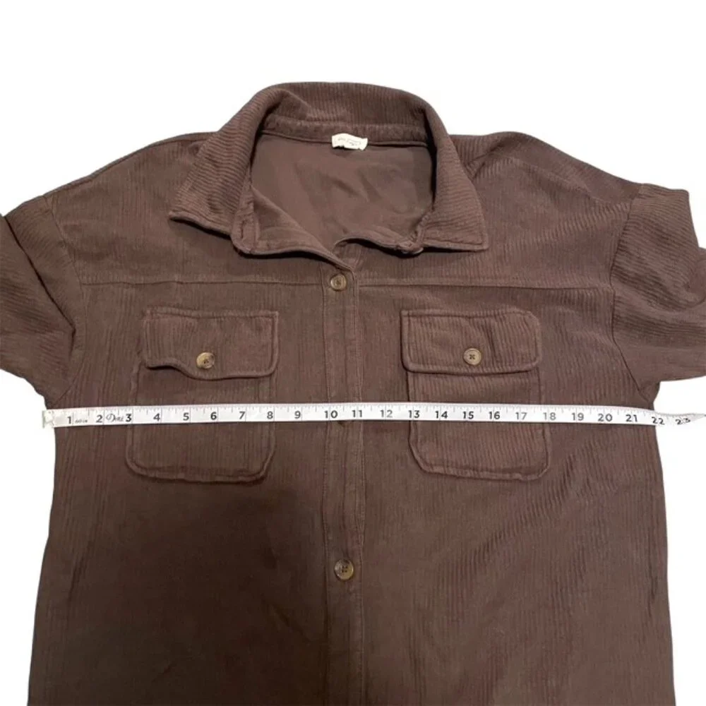 Anthropologie Pilcro Button Front Long Sleeve Shirt Dress Brown Medium